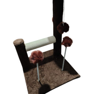 rascador doble poste con pompones 30x36x38